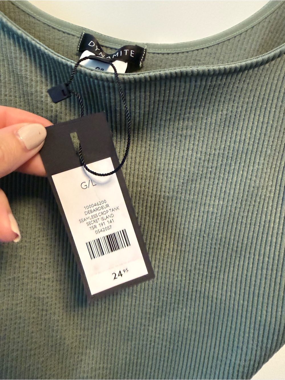 Dynamite Olive Ribbed Square Neck Tank - Picture 3 of 4